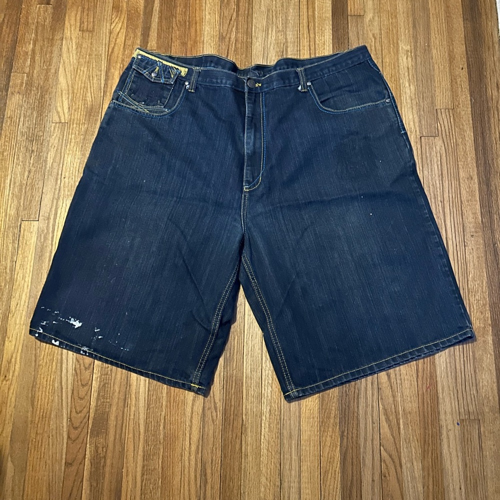 Urban Label Jean Shorts Mens Size 48 Black Embroidered Baggy Hip Hop Y2K